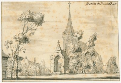 De kerk van Marum in Vredewold in 1672 door Jacobus Stellingwerff